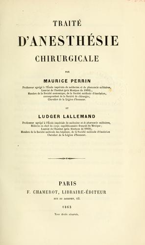 Traité d'anesthésie chirurgicale