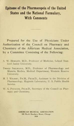 Epitome of the Pharmacopeia of the United States and the National formulary