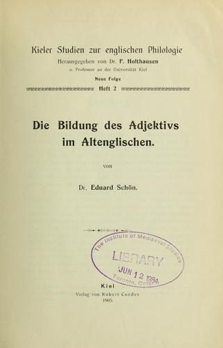 Die Bildung des Adjektivs im Altenglischen, ..