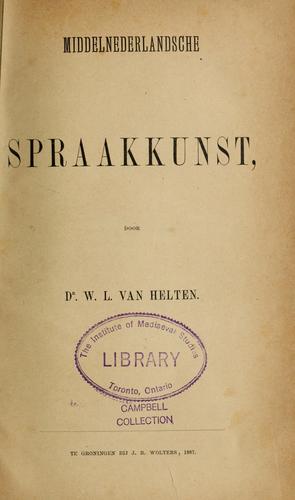 Middelnederlandsche spraakkunst