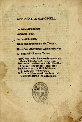 Omnia opera Mancinelli