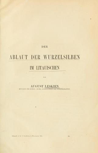 Der Ablaut der Wurzelsilben im Litauischen
