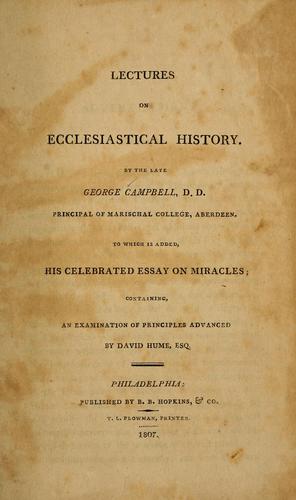 Lectures on ecclesiastical history