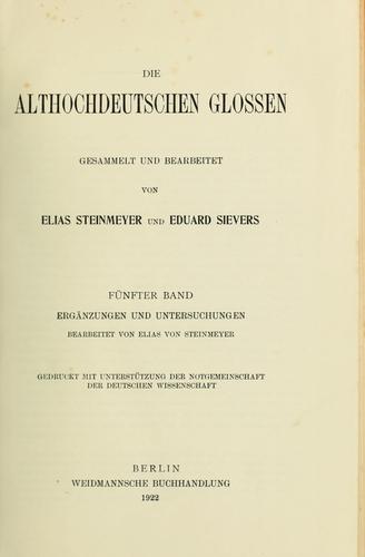 Die althochdeutschen glossen, gesammelt und bearbeitet