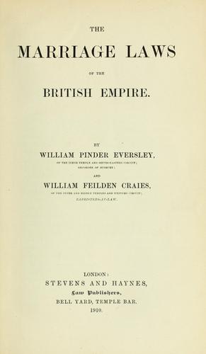 The marriage laws of the British empire