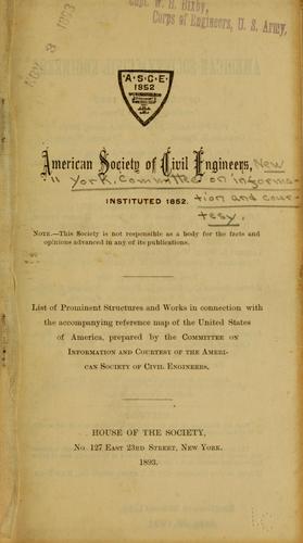 List of prominent structures and works in connection with the accompanying reference map of the United States of America