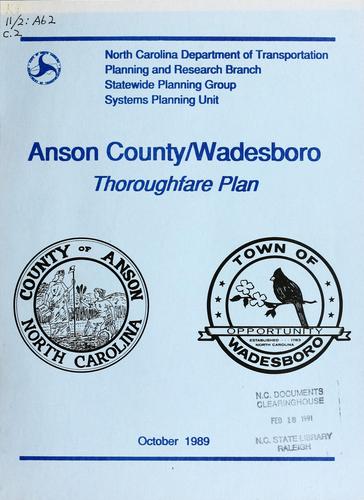 Anson County/Wadesboro thoroughfare plan report