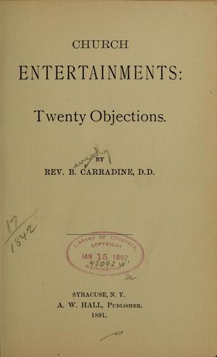 Church entertainments: twenty objections