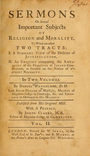 Sermons on several important subjects of religion and morality
