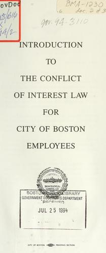 Introduction to the conflict of interest law for city of Boston employees