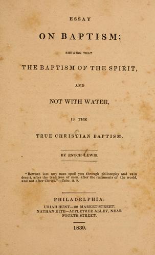 Essay on baptism