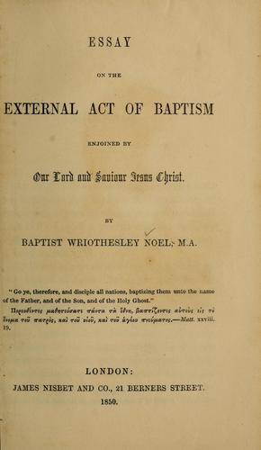 Essays on the external act of baptism