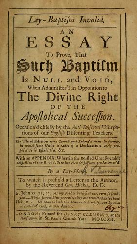 Lay baptism invalid