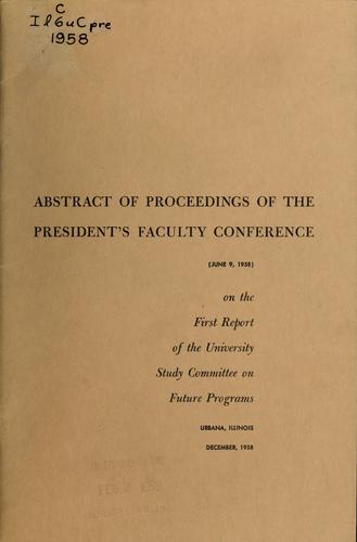 First report of the University Study Committee on future programs