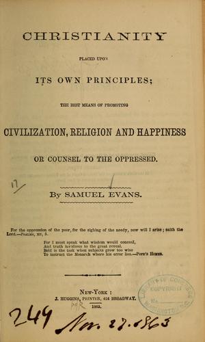 Christianity placed upon its own principles...