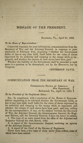 [Communication from the secretary of war, submitting the estimate of additional appropriations required by the department, in consequence of recent legislation]