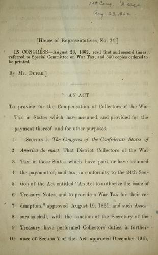 An act to provide for the compensation of collectors of the war tax in states which have assumed, and provided for the payment thereof, and for other purposes