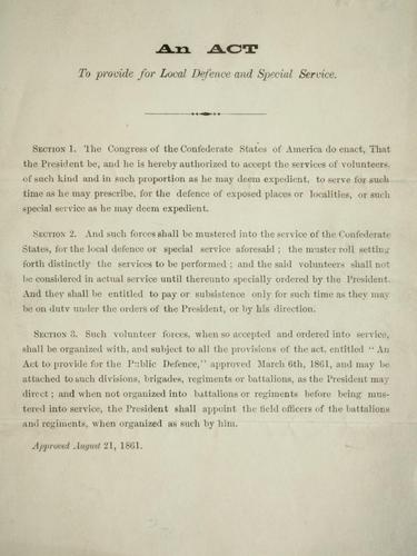An act to provide for local defence and special service