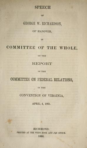 Speech of George W. Richardson, of Hanover