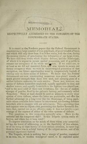 Memorial, respectfully addressed to the Congress of the Confederate States