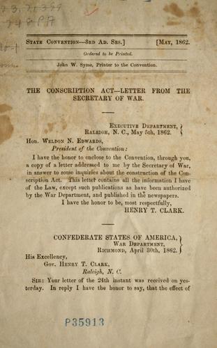 The Conscription act--letter from the Secretary of War