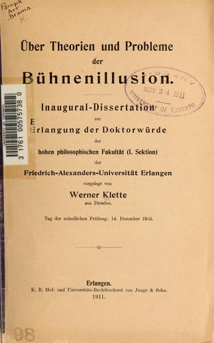 Über Theorien und Probleme der Bühnenillusion