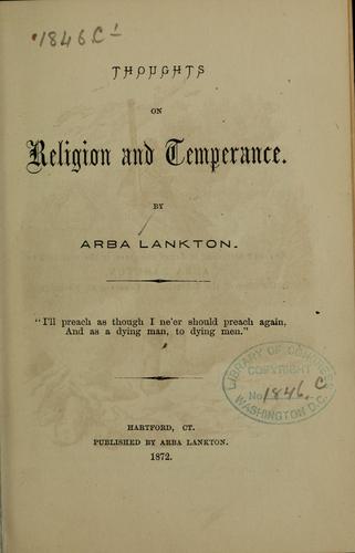 Thoughts on religion and temperance