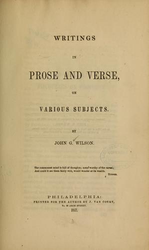 Writings in prose and verse on various subjects