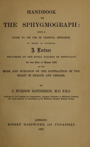 Handbook of the sphygmograph