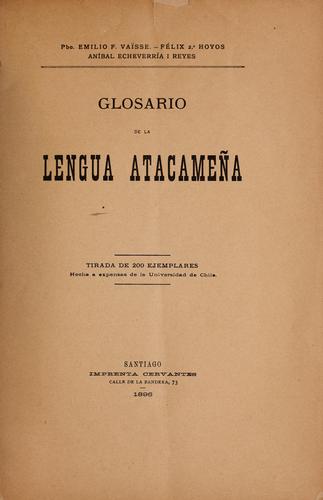 Glosario de la lengua atacameña ...