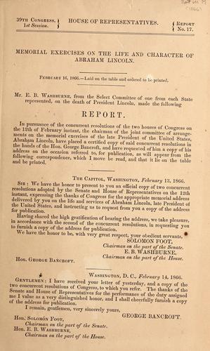 Memorial exercises on the life and character of Abraham Lincoln