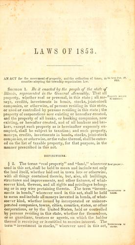 General laws of the state of Illinois, passed by the Eighteenth General Assembly, convened January 3, 1853