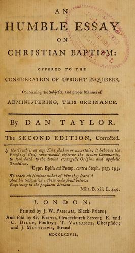 An humble essay on Christian baptism