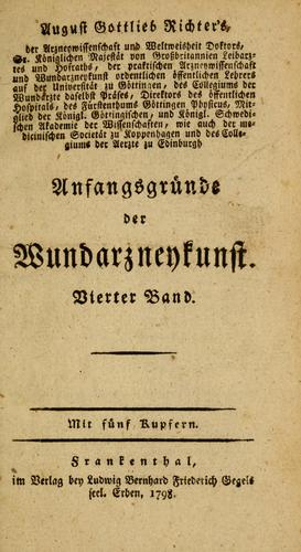 Anfangsgründe der wundarzneykunst