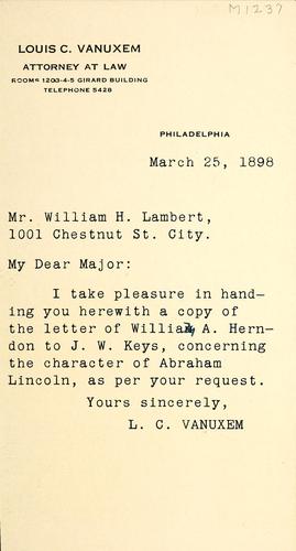 [Letter to John W. Keys, April 14, 1886]