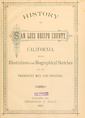 History of San Luis Obispo County, California