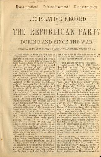 Legislative record of the Republican Party during and since the war