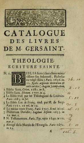Catalogue des livres, tableaux, estampes et desseins de feu M. Gersaint