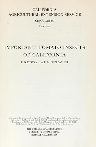 Important tomato insects of California