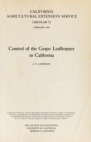 Control of the grape leafhopper in California