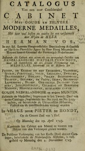 Catalogus van een zeer considerabel cabinet met goude en zilvere moderne medailles