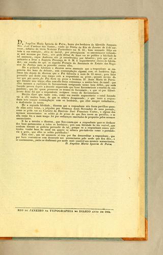 D. Angelica Maria Ignacia de Paiva, huma dos herdeiros do falescido sargento mór José Cardozo dos Santos