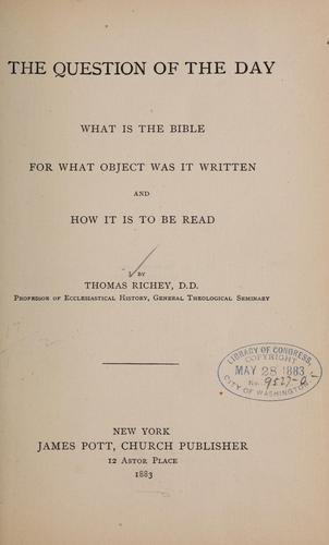 The question of the day, what is the Bible ...