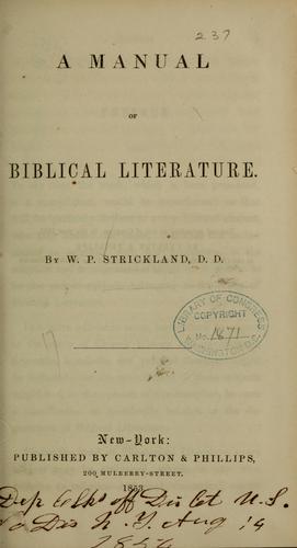 A manual of Biblical literature