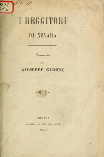I reggitori di Novara, memorie