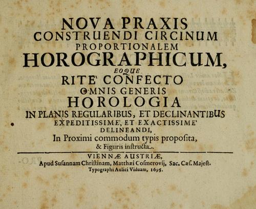 Nova praxis construendi circinum proportionalem horographicum