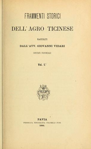 Frammenti storici dell'agro ticinese