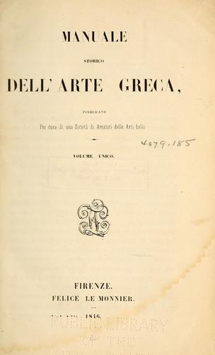 Manuale storico dell'arte greca