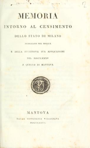 Memoria intorno al censimento dello stato di Milano
