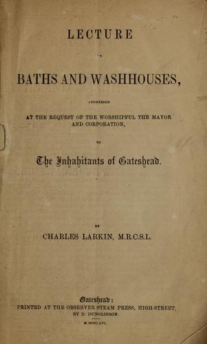Lecture on baths and washhouses